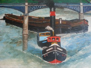 Tableau représentant le bateau "Erié" ayant appartenu à la famille Dumont