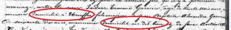 Extrait du mariage d'Isidore Garnier et de Catherine Boussel à Vaucouleurs (55)